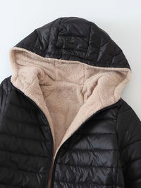 Quilted Longline Puffer Coat Women's Black Fleece-Lined – Winter, Casual