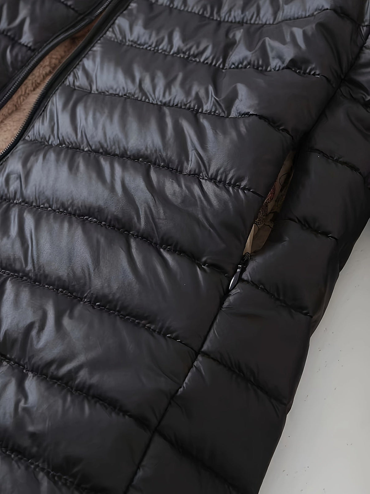 Quilted Longline Puffer Coat Women's Black Fleece-Lined – Winter, Casual
