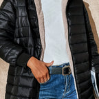 Quilted Longline Puffer Coat Women's Black Fleece-Lined – Winter, Casual