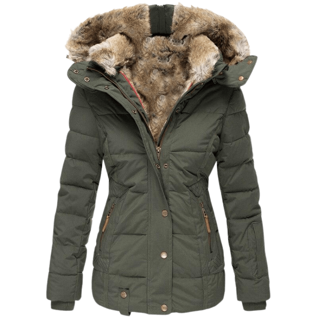 Quilted Parka Women's Black Faux Fur Hood Winter Jacket – Casual, Everyday Wear