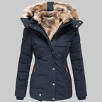 Quilted Parka Women's Black Faux Fur Hood Winter Jacket – Casual, Everyday Wear