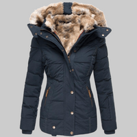 Quilted Parka Women's Black Faux Fur Hood Winter Jacket – Casual, Everyday Wear