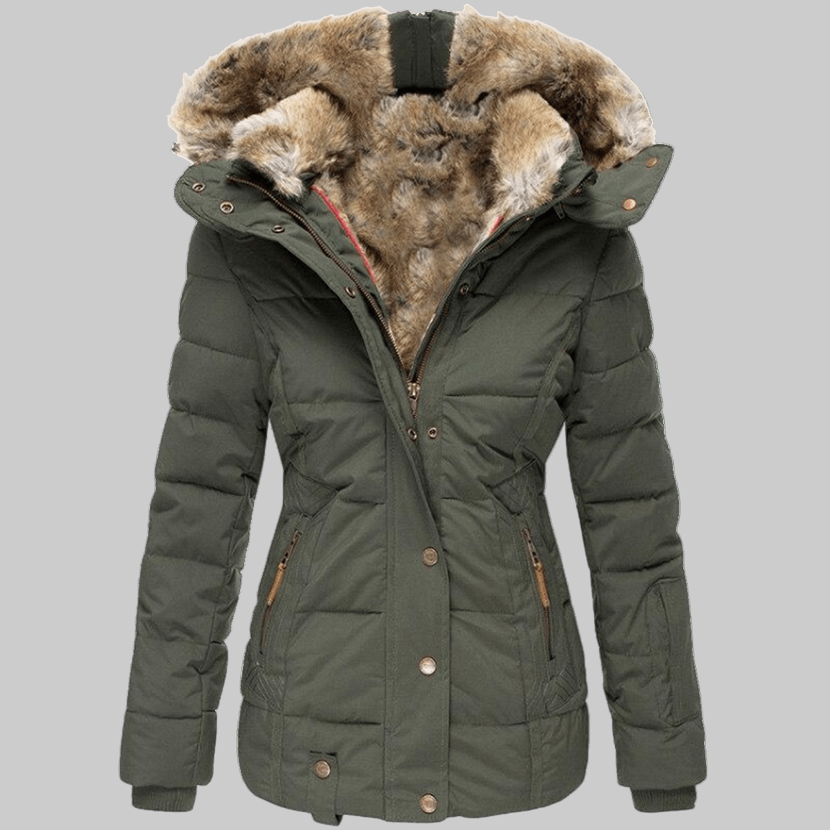 Quilted Parka Women's Black Faux Fur Hood Winter Jacket – Casual, Everyday Wear