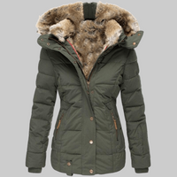 Quilted Parka Women's Black Faux Fur Hood Winter Jacket – Casual, Everyday Wear