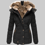 Quilted Parka Women's Black Faux Fur Hood Winter Jacket – Casual, Everyday Wear