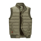 Quilted Puffer Vest Men's Fleece-Lined Sleeveless Gilet – Casual, Winter Outdoor