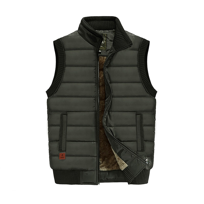 Quilted Puffer Vest Men's Fleece-Lined Sleeveless Gilet – Casual, Winter Outdoor