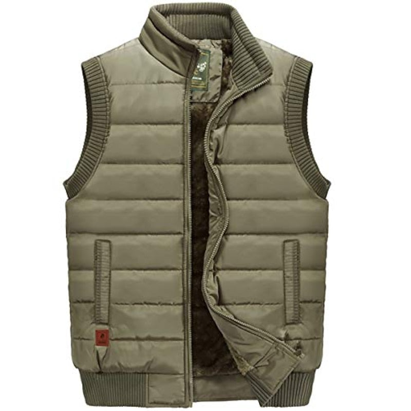 Quilted Puffer Vest Men's Fleece-Lined Sleeveless Gilet – Casual, Winter Outdoor