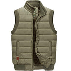 Quilted Puffer Vest Men's Fleece-Lined Sleeveless Gilet – Casual, Winter Outdoor