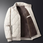 Quilted Winter Jacket Men's Fleece-Lined Brown – Casual, Warm Outerwear, Everyday Use