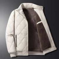 Quilted Winter Jacket Men's Fleece-Lined Brown – Casual, Warm Outerwear, Everyday Use