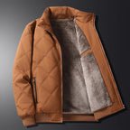 Quilted Winter Jacket Men's Fleece-Lined Brown – Casual, Warm Outerwear, Everyday Use