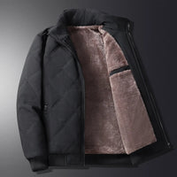 Quilted Winter Jacket Men's Fleece-Lined Brown – Casual, Warm Outerwear, Everyday Use