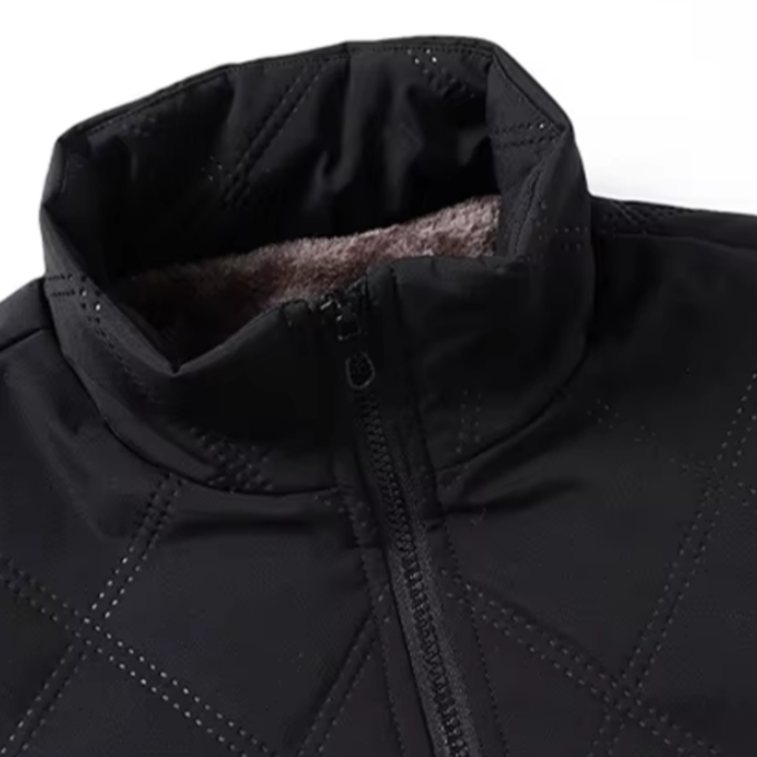 Quilted Winter Jacket Men's Fleece-Lined Brown – Casual, Warm Outerwear, Everyday Use