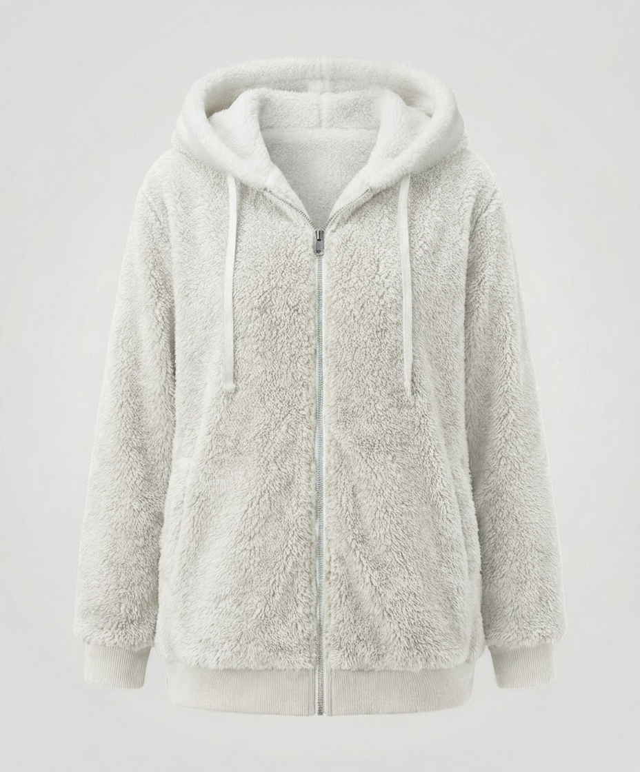 Sherpa Jacket Women's Hooded Full Zip Fleece Green – Casual, Winter Gift