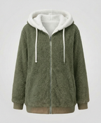 Sherpa Jacket Women's Hooded Full Zip Fleece Green – Casual, Winter Gift