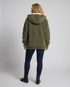 Sherpa Jacket Women's Hooded Full Zip Fleece Green – Casual, Winter Gift