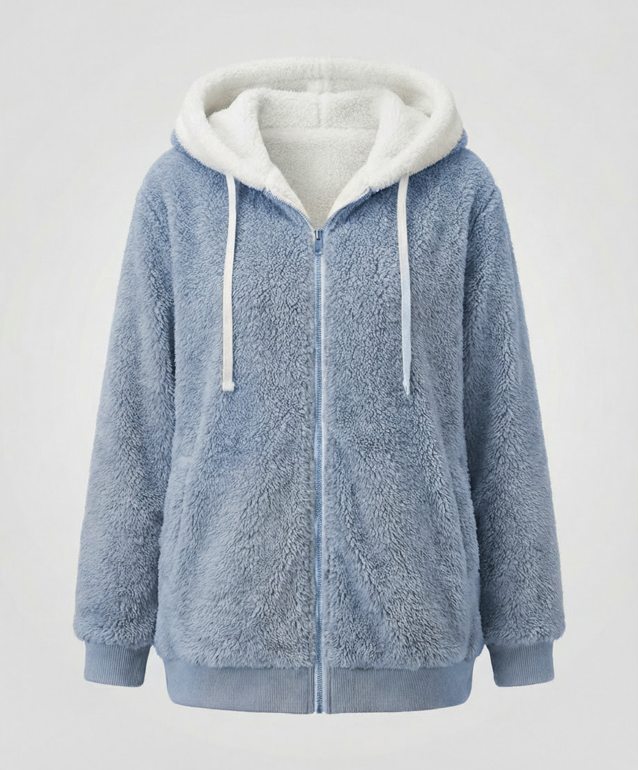 Sherpa Jacket Women's Hooded Full Zip Fleece Green – Casual, Winter Gift