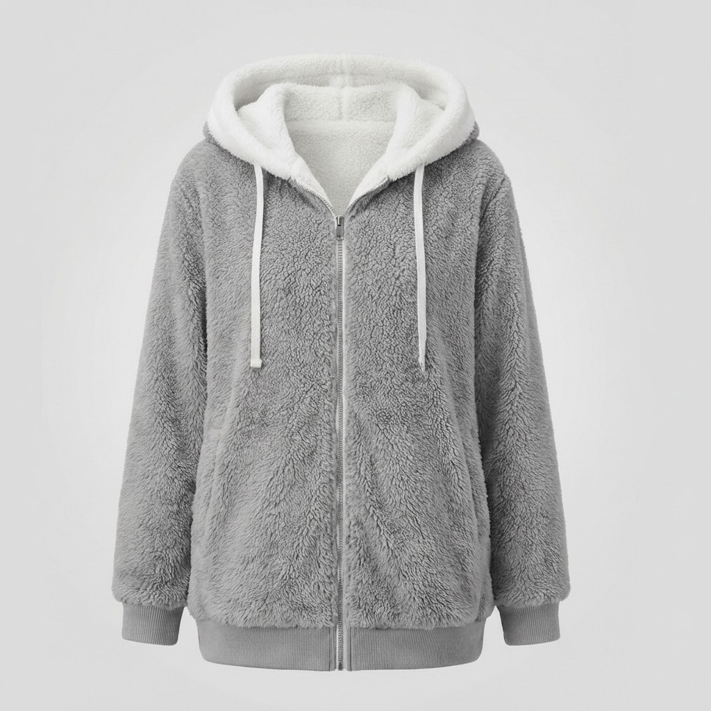 Sherpa Jacket Women's Hooded Full Zip Fleece Green – Casual, Winter Gift