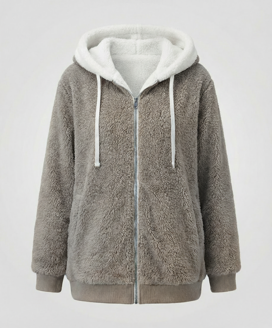 Sherpa Jacket Women's Hooded Full Zip Fleece Green – Casual, Winter Gift