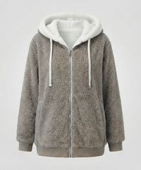Sherpa Jacket Women's Hooded Full Zip Fleece Green – Casual, Winter Gift