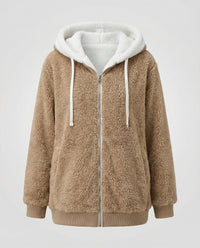 Sherpa Jacket Women's Hooded Full Zip Fleece Green – Casual, Winter Gift