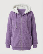 Sherpa Jacket Women's Hooded Full Zip Fleece Green – Casual, Winter Gift