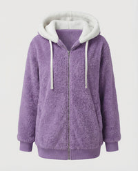 Sherpa Jacket Women's Hooded Full Zip Fleece Green – Casual, Winter Gift