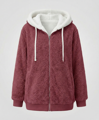 Sherpa Jacket Women's Hooded Full Zip Fleece Green – Casual, Winter Gift