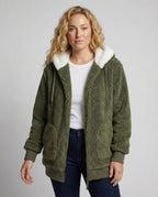 Sherpa Jacket Women's Hooded Full Zip Fleece Green – Casual, Winter Gift
