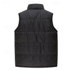 Sherpa-Lined Puffer Vest Men's Black Fleece – Casual, Winter Outdoor