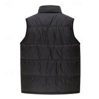 Sherpa-Lined Puffer Vest Men's Black Fleece – Casual, Winter Outdoor