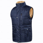 Sherpa-Lined Puffer Vest Men's Black Fleece – Casual, Winter Outdoor