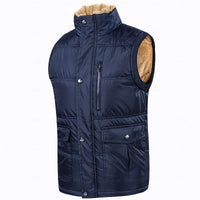 Sherpa-Lined Puffer Vest Men's Black Fleece – Casual, Winter Outdoor