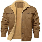 Sherpa-Lined Trucker Jacket Men's Fleece Warm Coat – Casual, Winter Gift