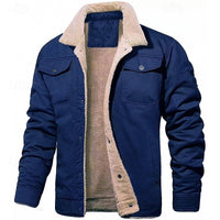 Sherpa-Lined Trucker Jacket Men's Fleece Warm Coat – Casual, Winter Gift