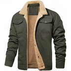 Sherpa-Lined Trucker Jacket Men's Fleece Warm Coat – Casual, Winter Gift