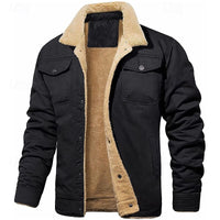 Sherpa-Lined Trucker Jacket Men's Fleece Warm Coat – Casual, Winter Gift