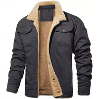 Sherpa-Lined Trucker Jacket Men's Fleece Warm Coat – Casual, Winter Gift