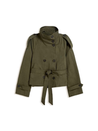 Belted Double-Breasted Short Trench Jacket Women's – Casual, Office