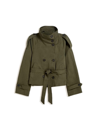 Belted Double-Breasted Short Trench Jacket Women's – Casual, Office