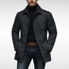 Gray Single-Breasted Coat Men's Button-Front Collared Jacket – Casual, Office