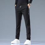 Slim-Fit Pants Men's Drawstring Waist Elastic Beige – Office, Everyday Wear