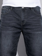 Straight-Leg Denim Jeans Men's Blue Washed Stretch – Casual, Office