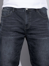 Straight-Leg Denim Jeans Men's Blue Washed Stretch – Casual, Office