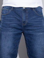 Straight-Leg Denim Jeans Men's Blue Washed Stretch – Casual, Office