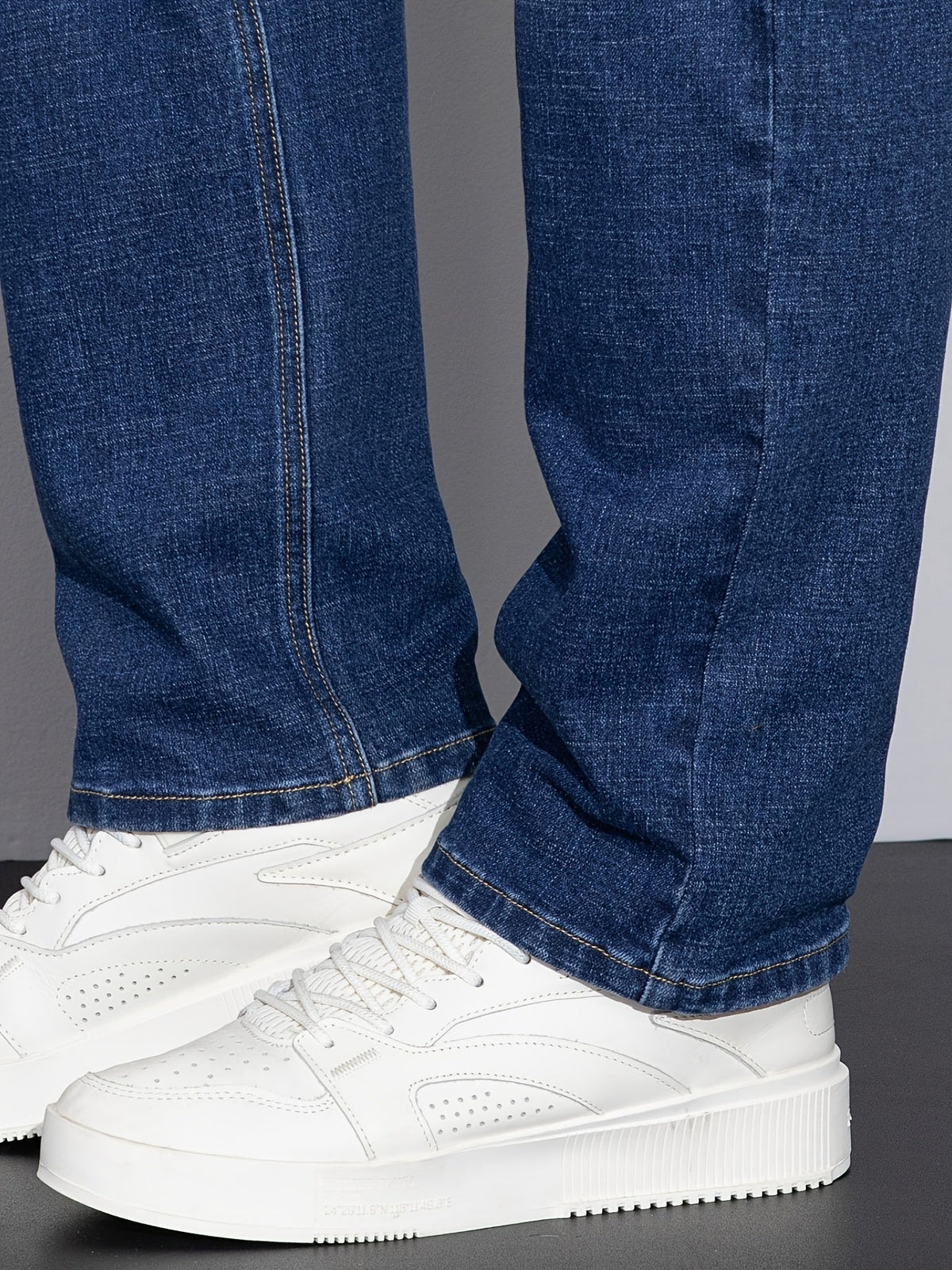 Straight-Leg Denim Jeans Men's Blue Washed Stretch – Casual, Office