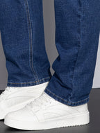 Straight-Leg Denim Jeans Men's Blue Washed Stretch – Casual, Office