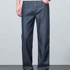 Straight-Leg Jeans Men's Relaxed Fit Denim Blue Mid-Rise – Casual, Office