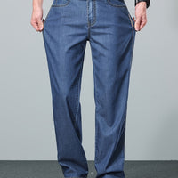 Straight-Leg Jeans Men's Relaxed Fit Denim Blue Mid-Rise – Casual, Office